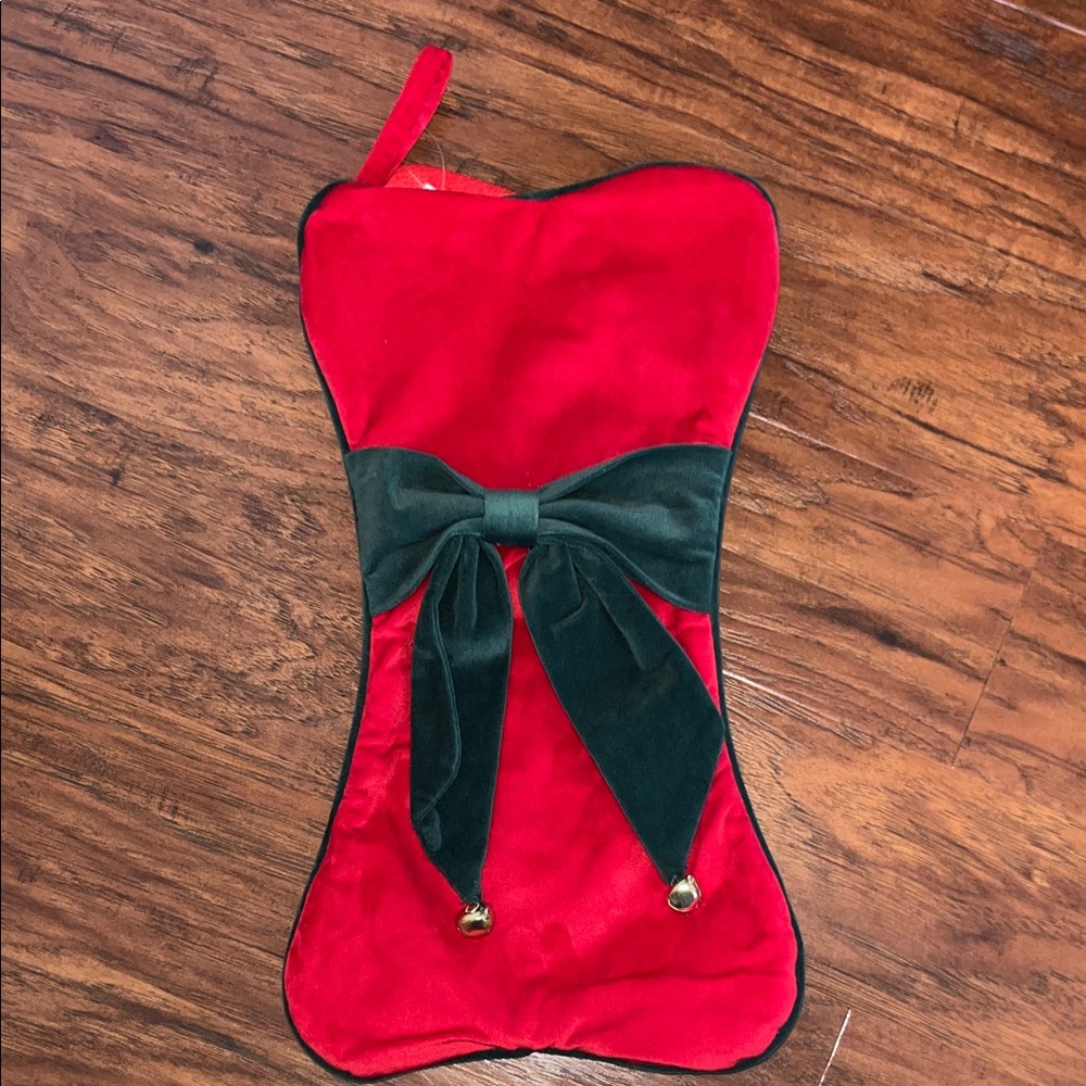 NEW Festive Red and Green Christmas Stocking Velvet Velour